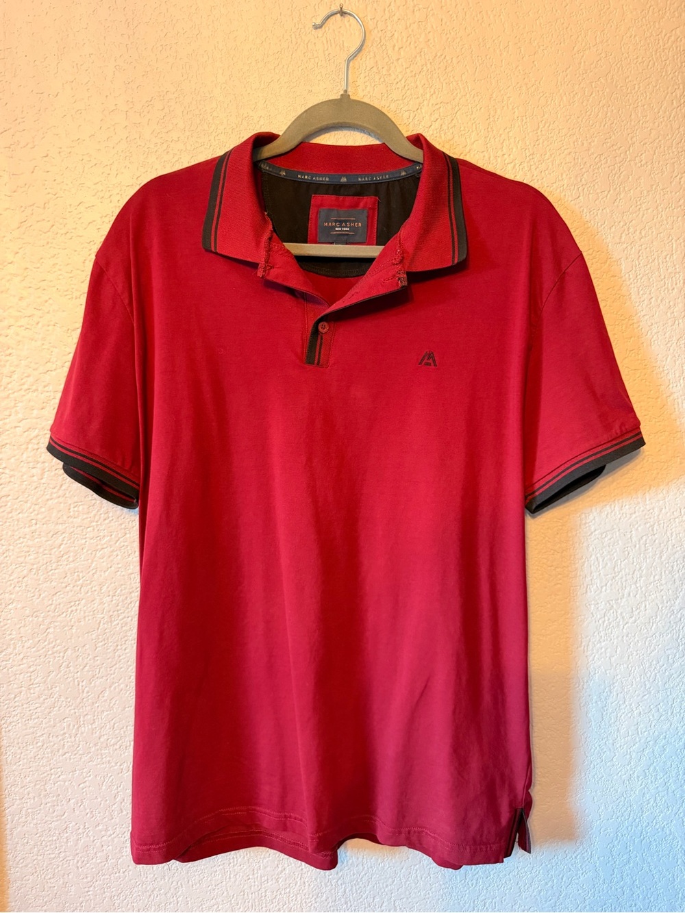 Men’s Red Short-Sleeve Polo with Contrast Trim